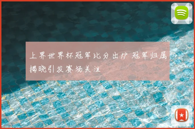 上界世界杯冠军比分出炉 冠军归属揭晓引发赛场关注